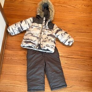 Oshkosh Children's Two-Piece Winter Snowsuit in Cream & Charcoal